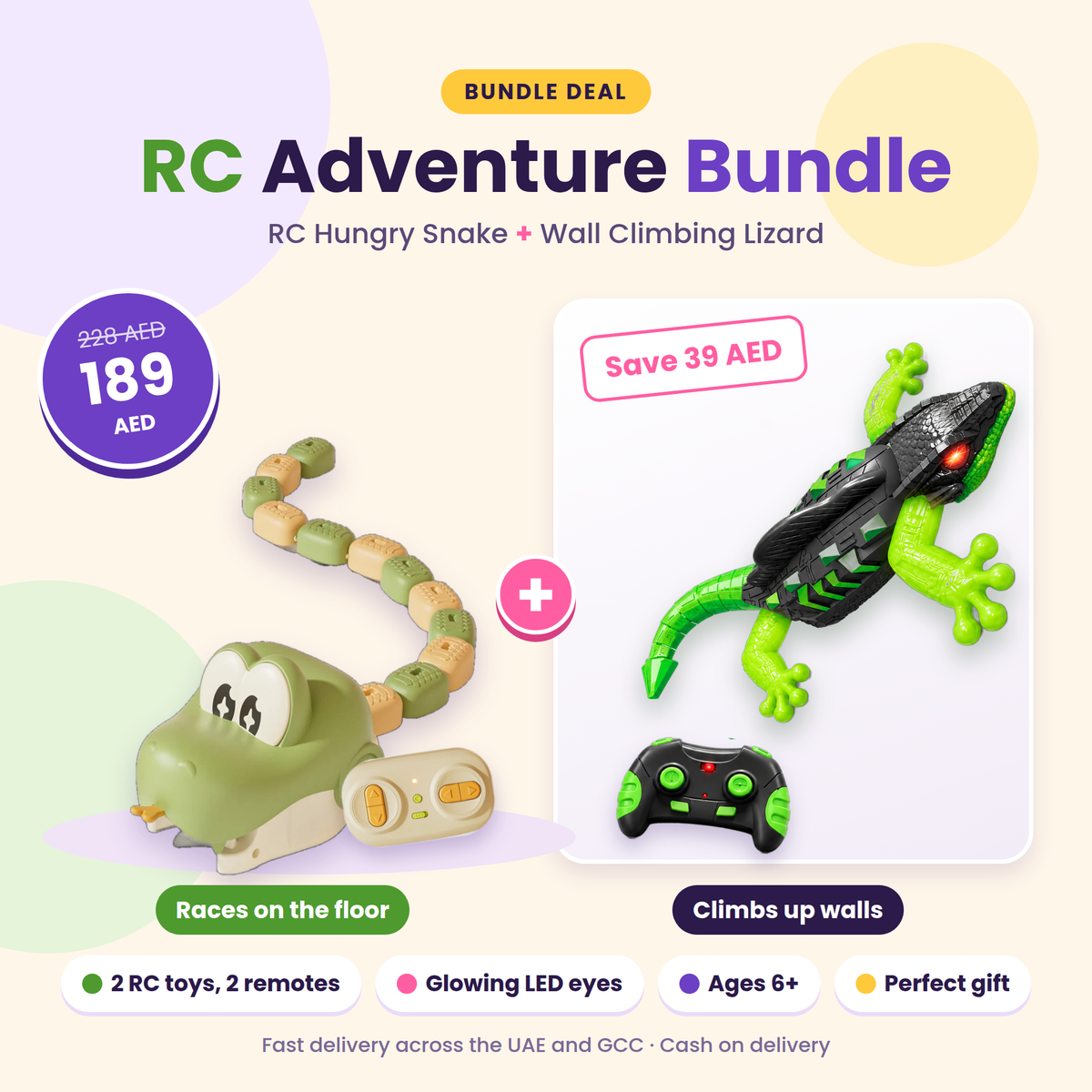 RC Adventure Bundle: RC Hungry Snake + Wall Climbing Lizard