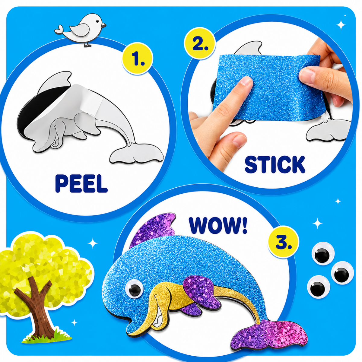 Foil art kit for kids with animal cards, view 2