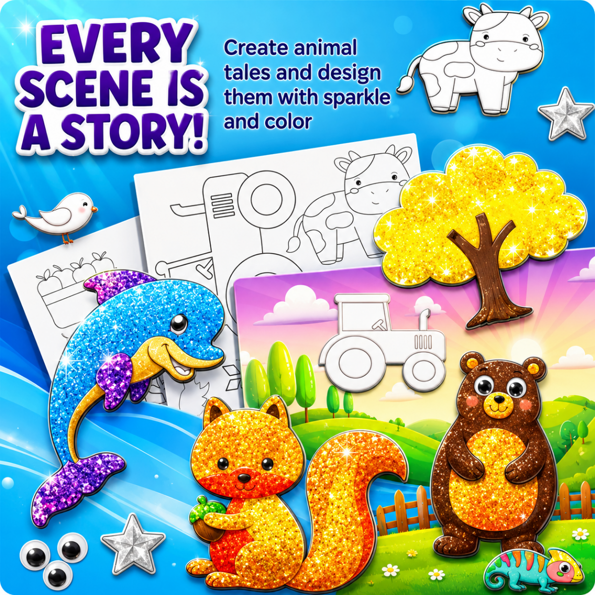 Foil art kit for kids with animal cards, view 3