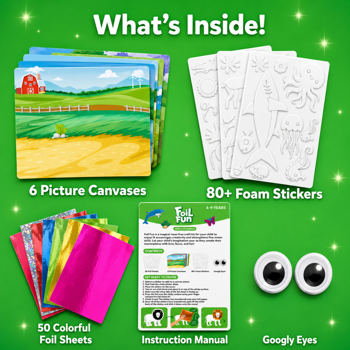 Foil art kit for kids with animal cards, view 4