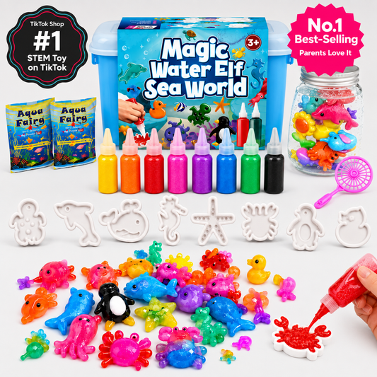 Magic Water Elf Kit for Kids, Sea Creature Aqua Gel Toy Set