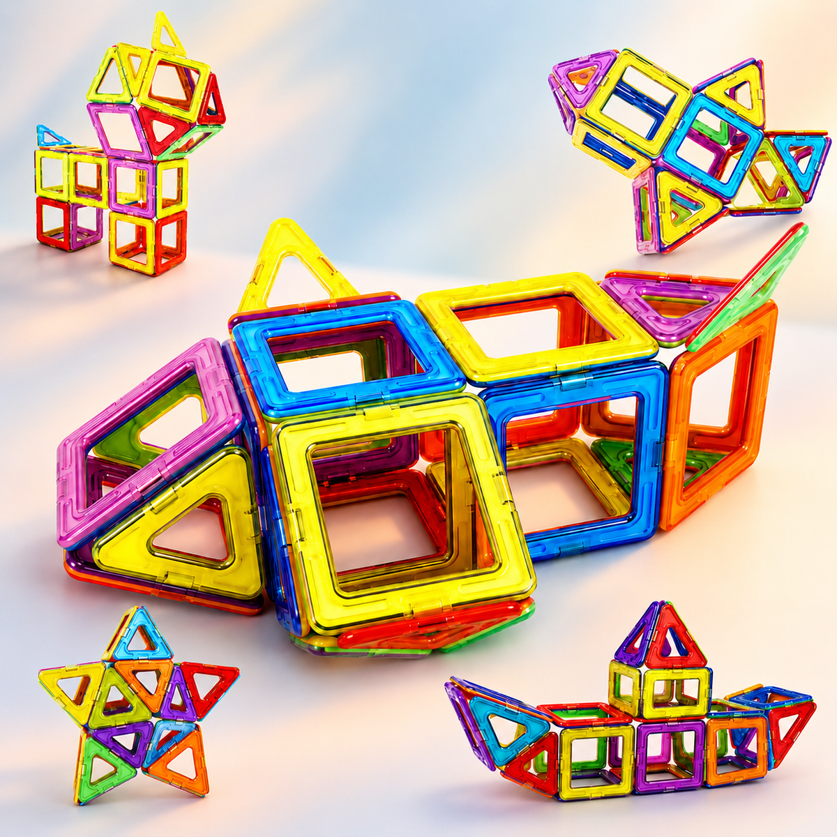 Magnetic building tiles 42 pieces STEM toy by Playmora
