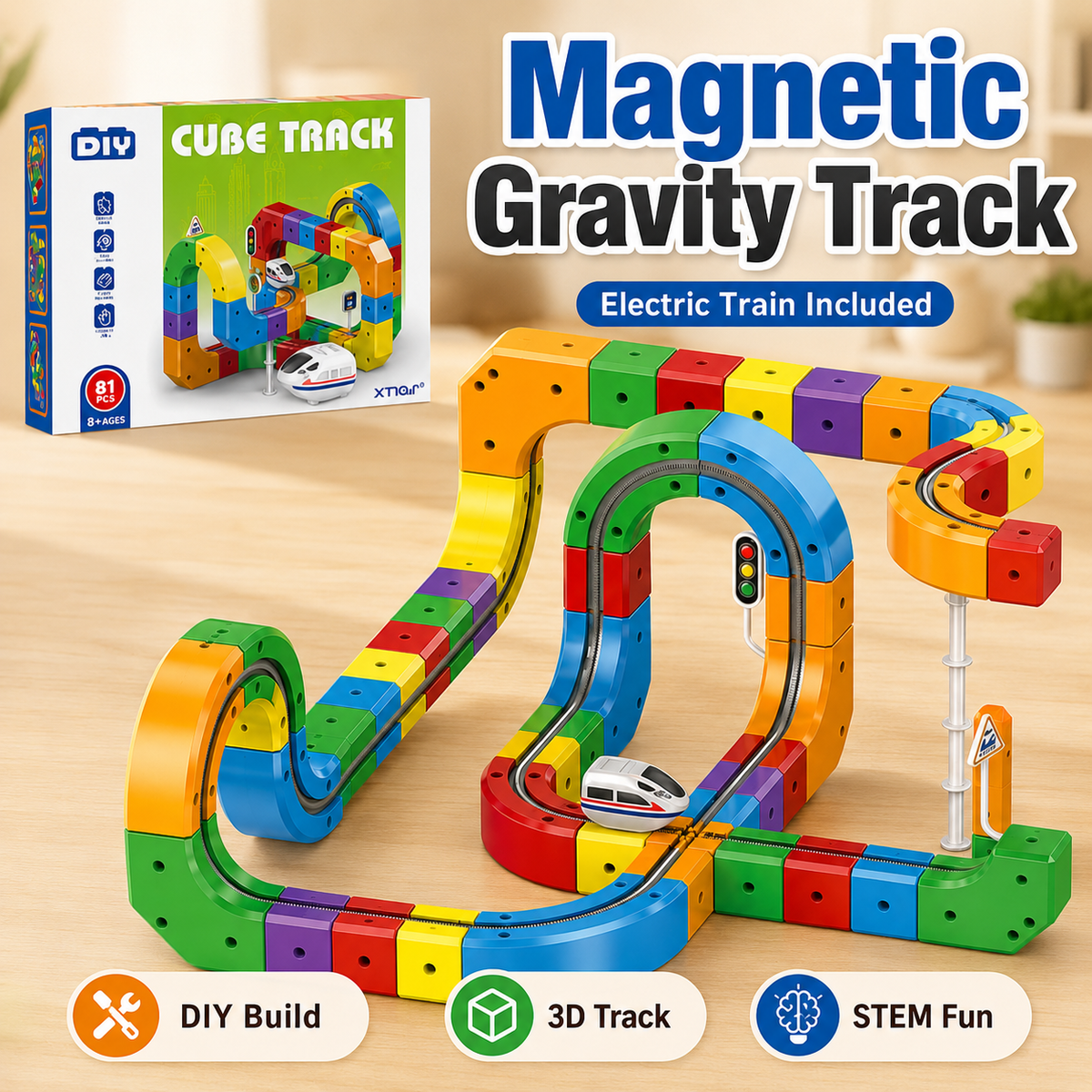 Magnetic gravity track car STEM race track toy, view 10