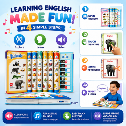 Kids Talking Sound Book, Touch and Learn, English or Arabic