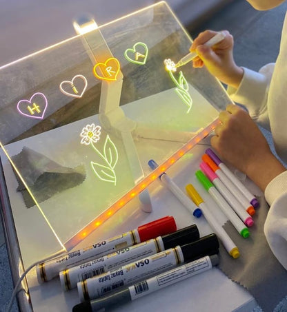 لوح رسم مضيء للأطفال LED، سبورة رسم قابلة لإعادة الاستخدام